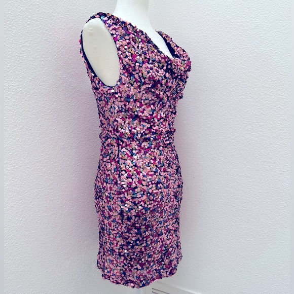 Zara Cowl Neck, Multicolor Sequins Dress - Picture 12 of 12